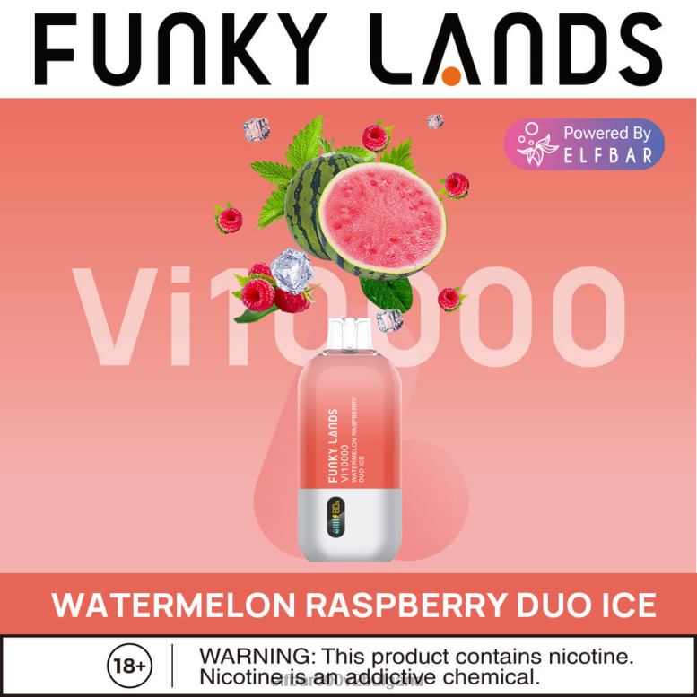 funky lands еднократна употреба vape vi10000 впръсквания диня малина дуо лед L26FH462 ELF BAR България